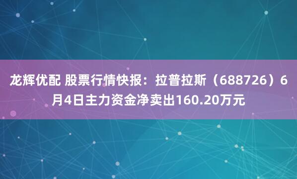 龙辉优配 股票行情快报：拉普拉斯（688726）6月4日主力资金净卖出160.20万元